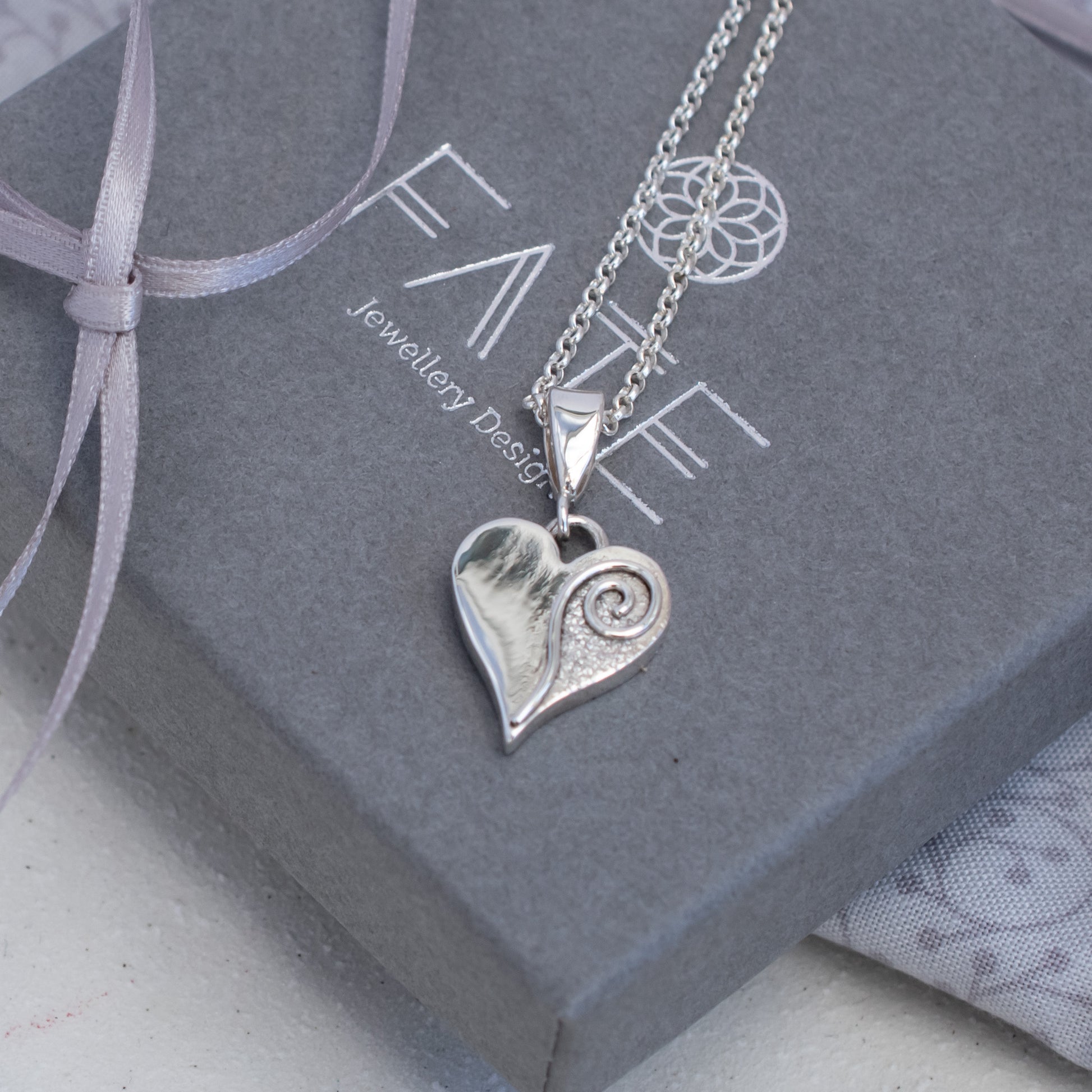 Chunky Heart Pendant with Textured Silver