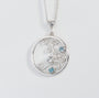 'Winters Deep' Argentium Silver Swirl Pendant  Aquamarine, Apatite & Topaz Gemstones