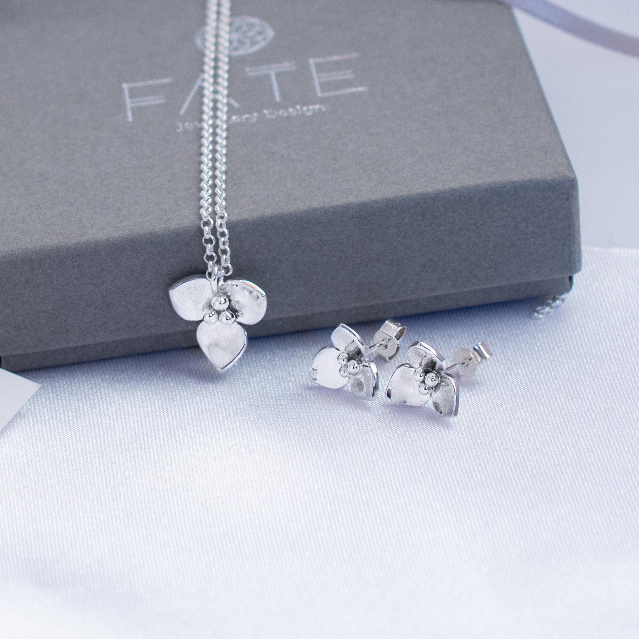 Flower Necklace, Argentium Sterling Silver