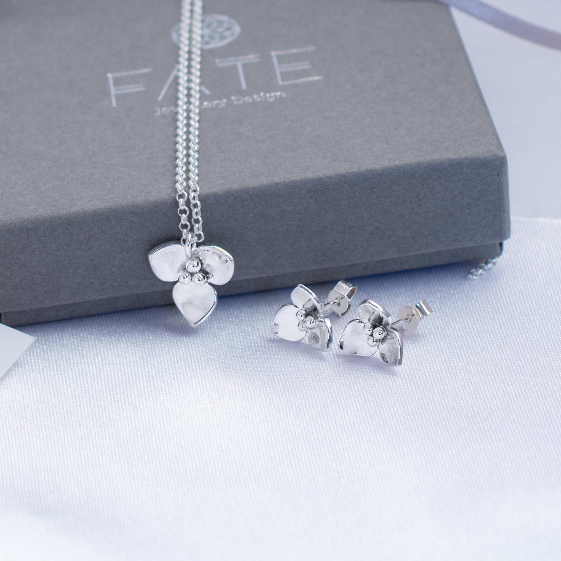 Flower Necklace, Argentium Sterling Silver