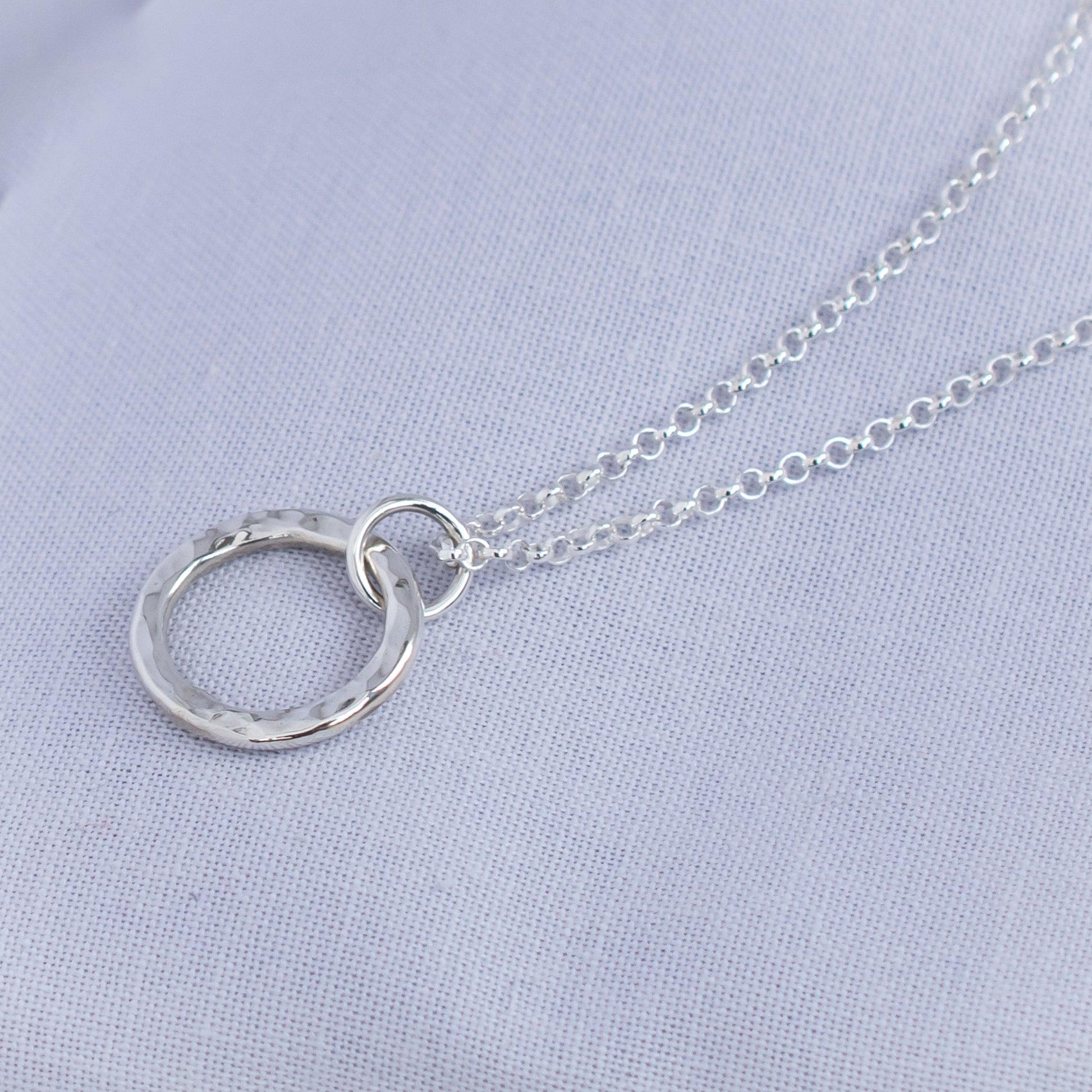 Minimalist Circle of Silver Necklace in Textured Argentium