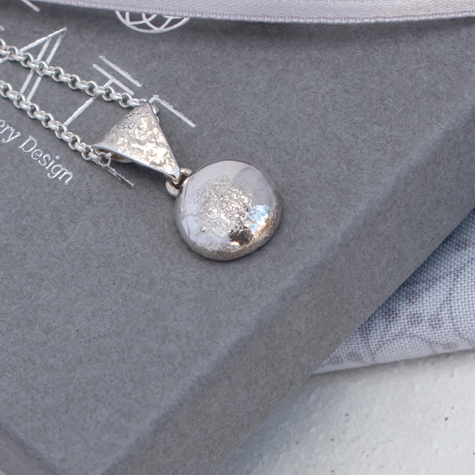 Silver Dust Pebble Pendant, Argentium Silver