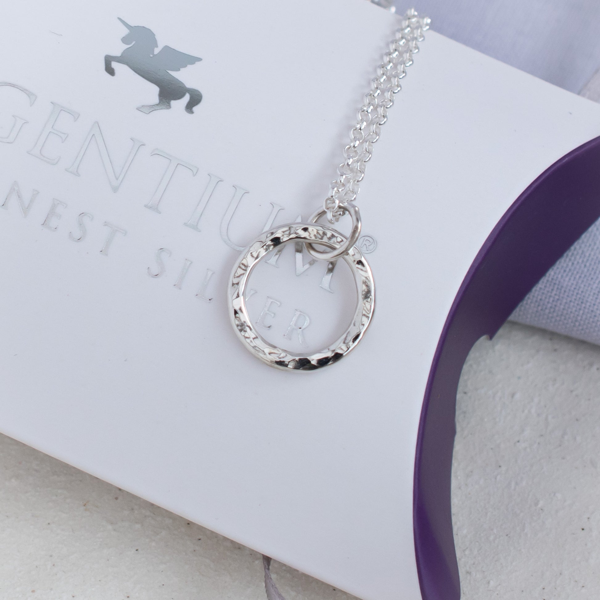 Minimalist Circle of Silver Necklace in Textured Argentium