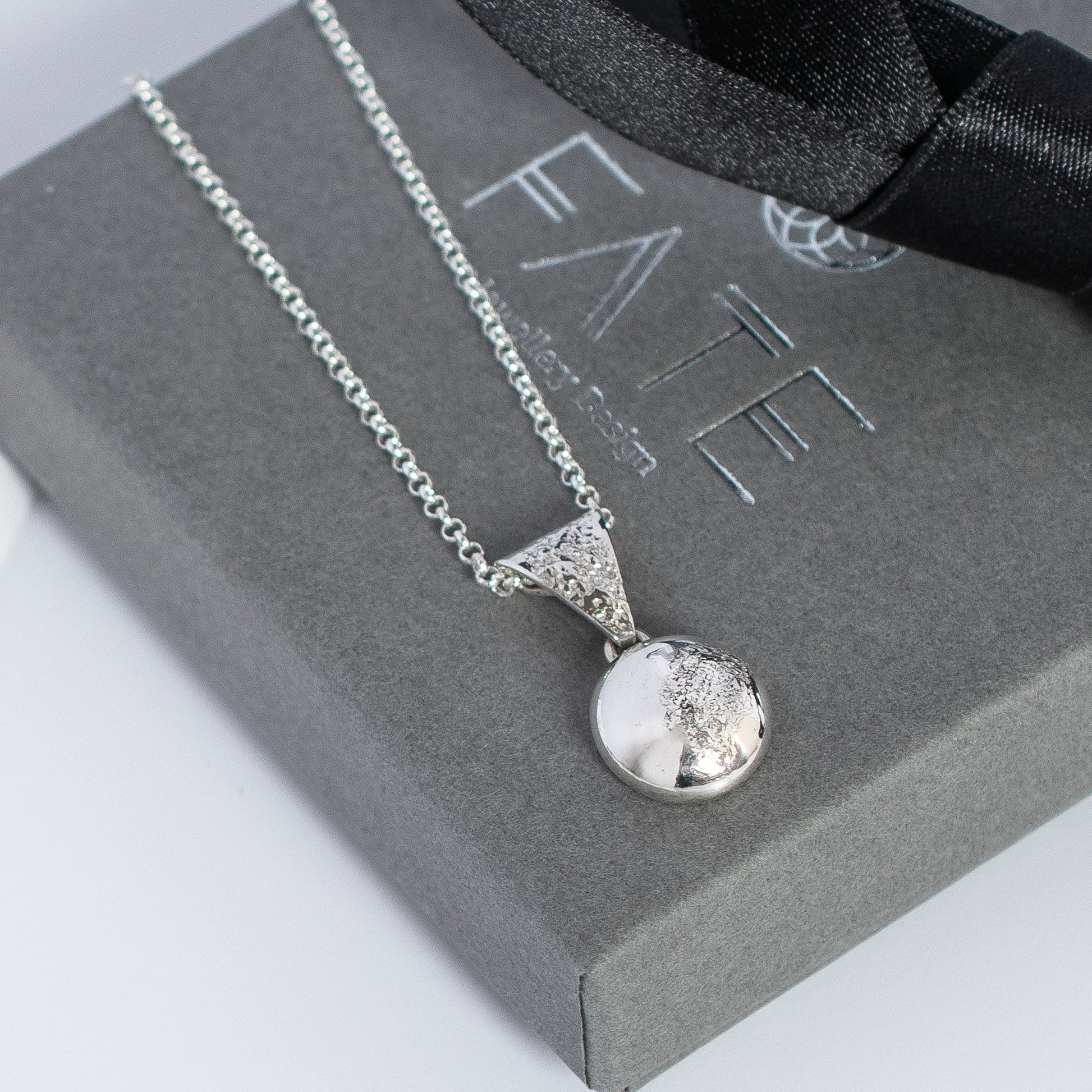 Silver Dust Pebble Pendant, Argentium Silver