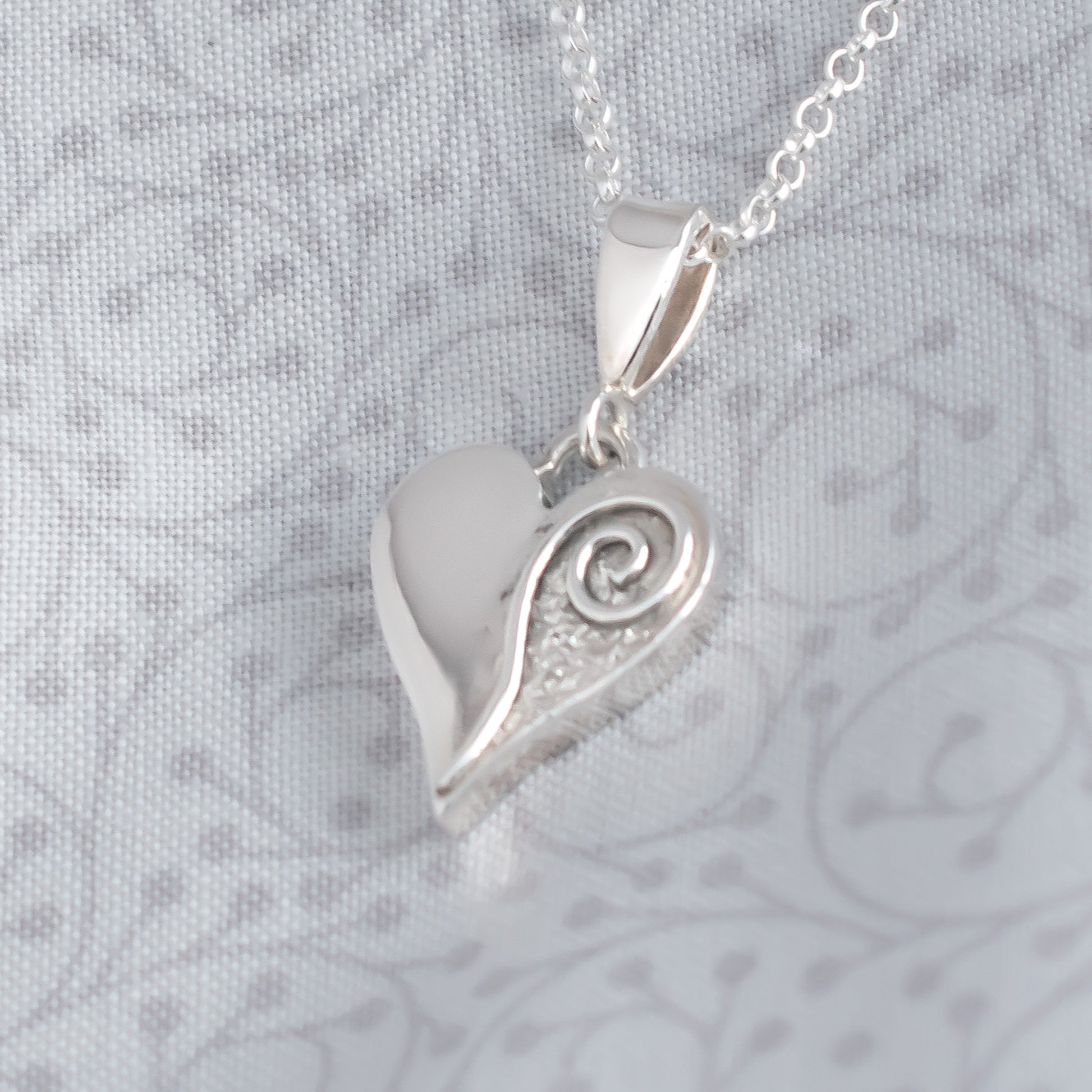 Chunky Heart Pendant with Textured Silver