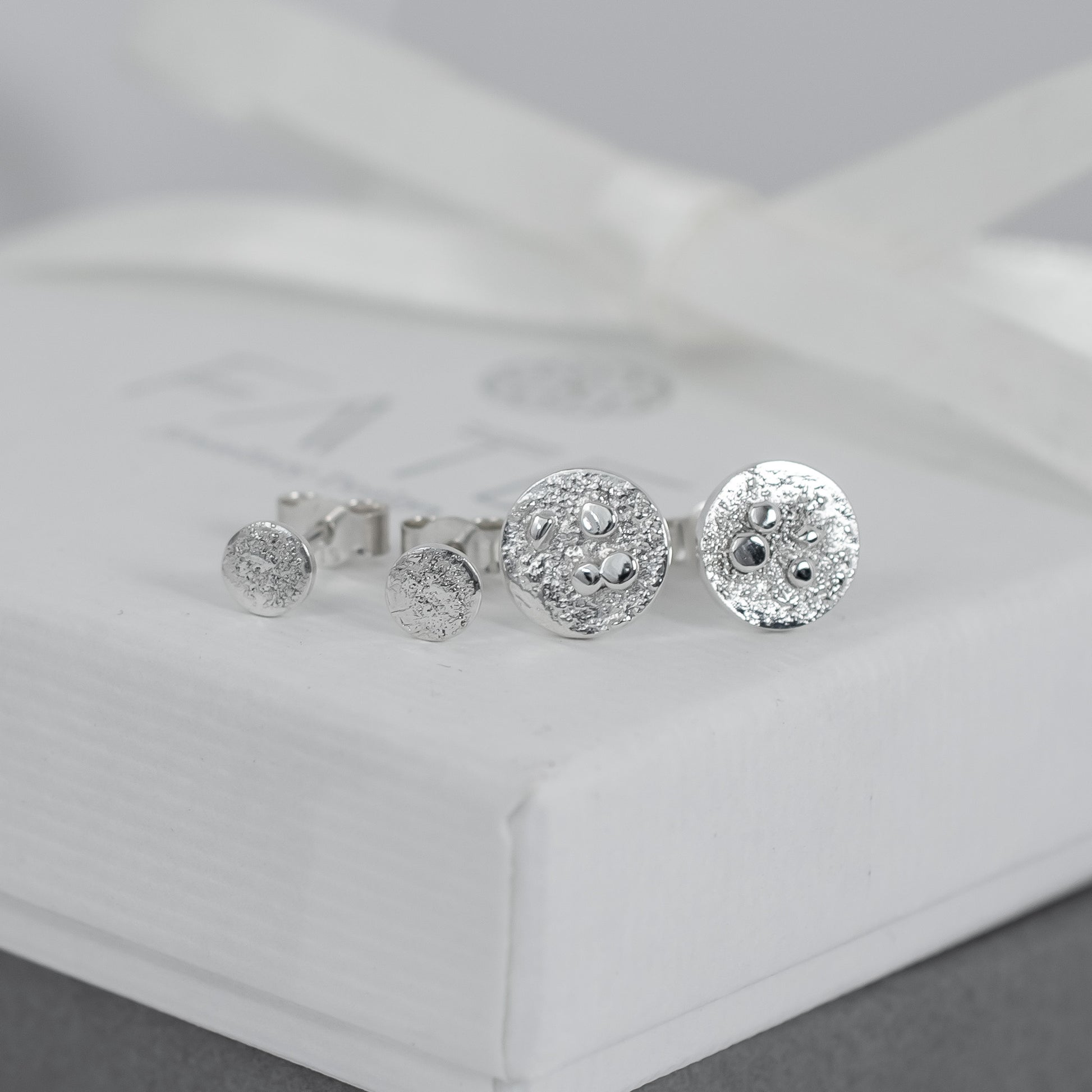 Sterling Disc Stud Set Argentium Silver