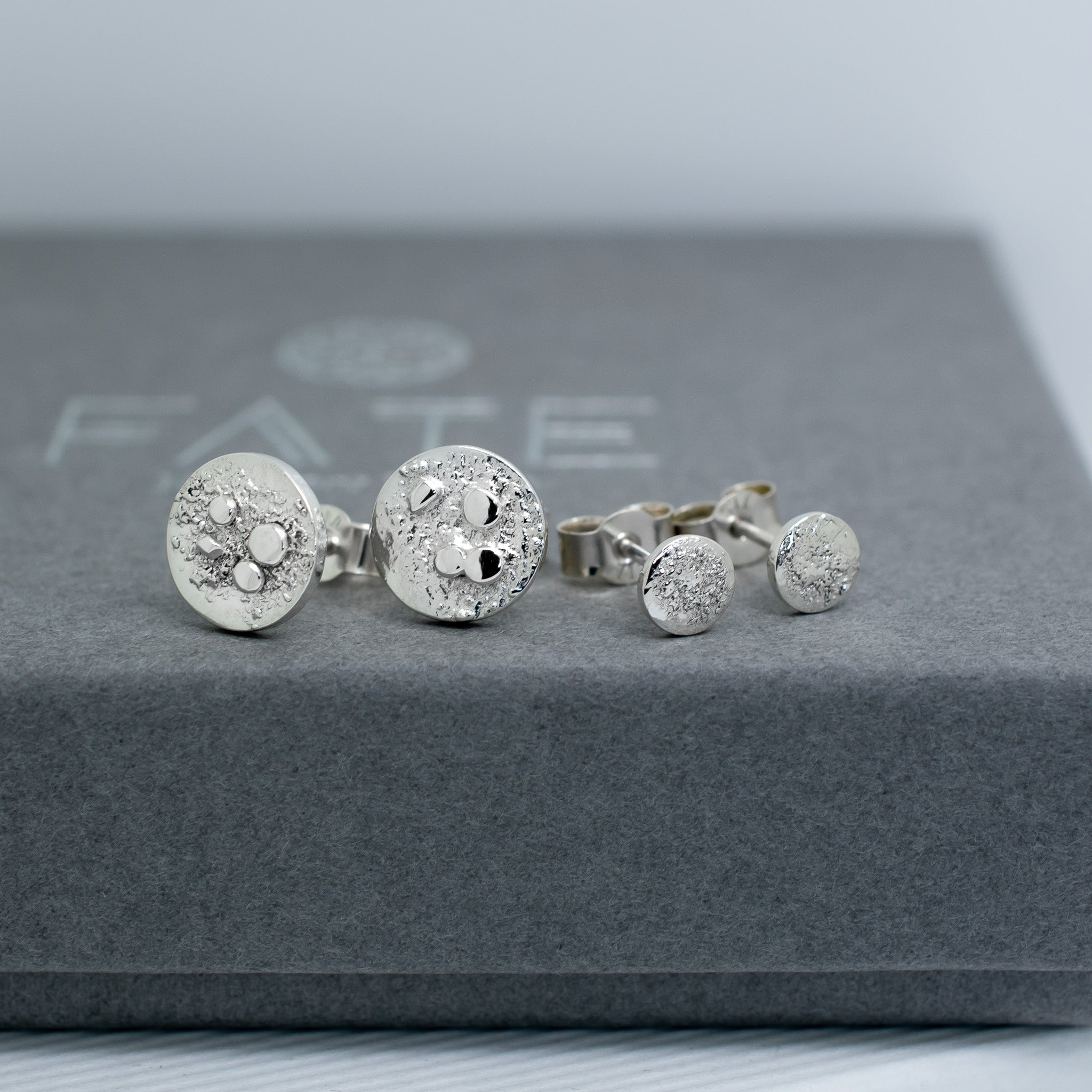 Sterling Disc Stud Set Argentium Silver