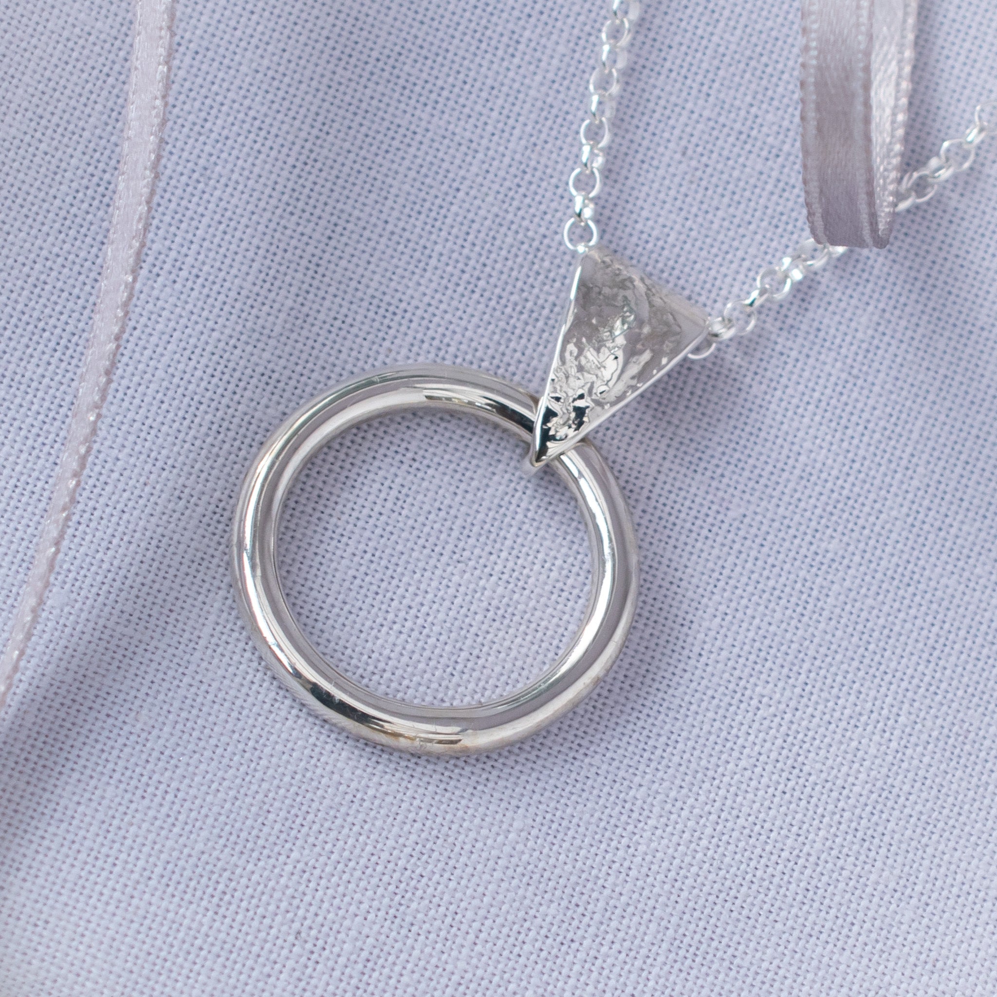 Circle Pendant with Dust Texture in Argentium Silver