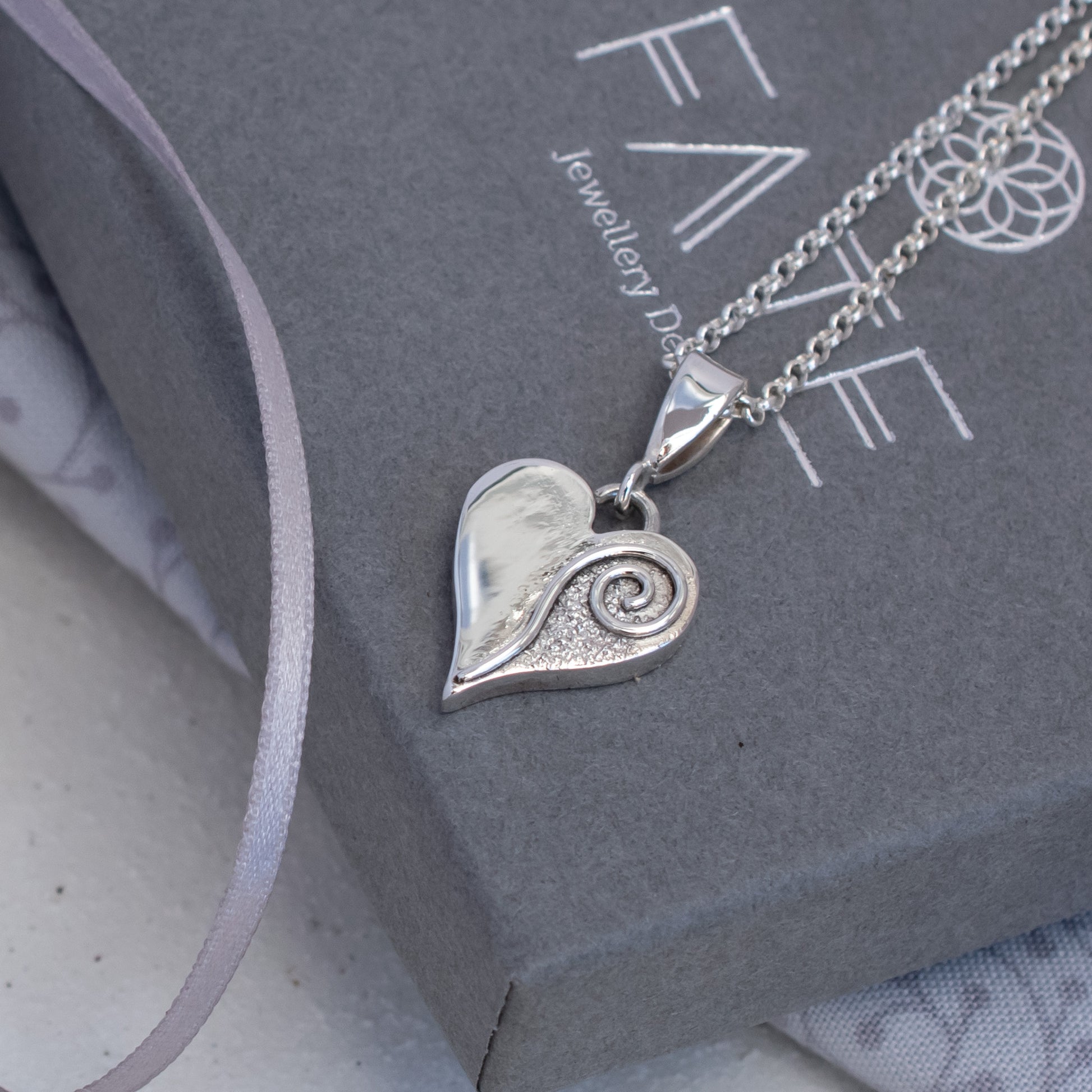 Chunky Heart Pendant with Textured Silver