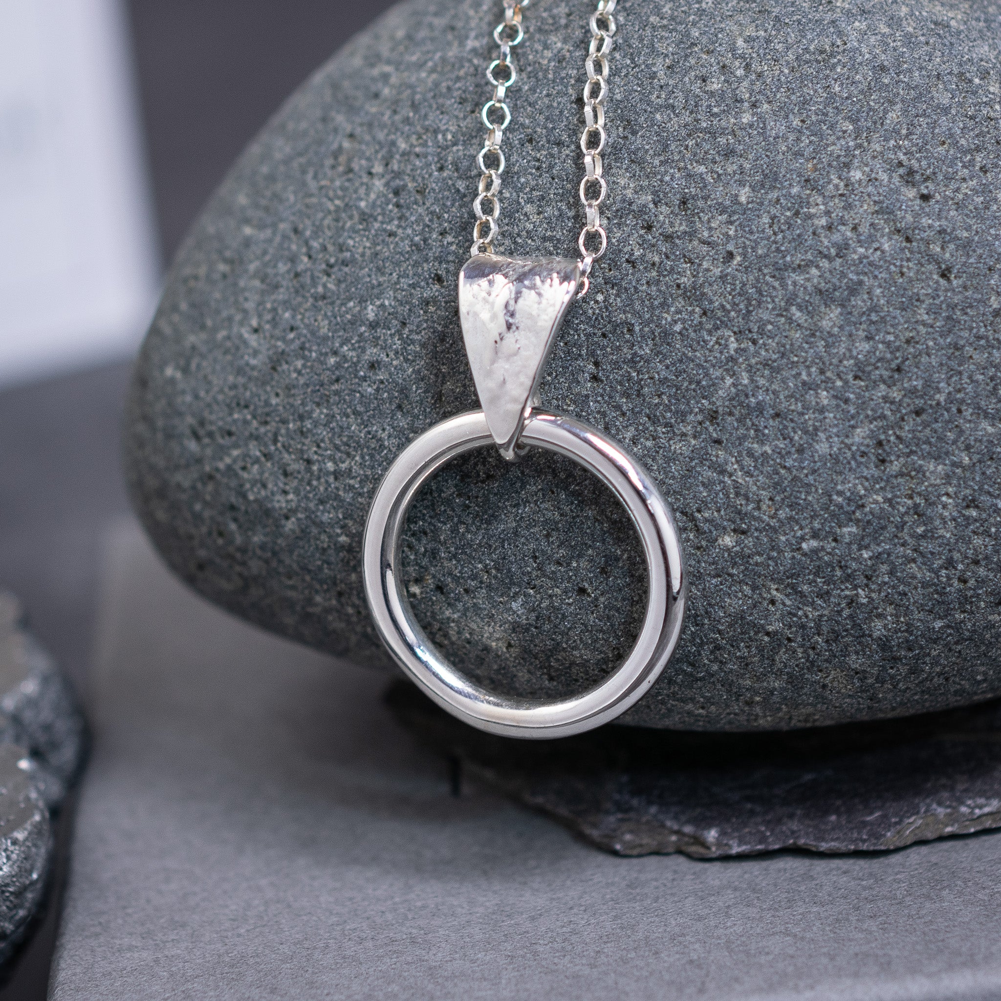 Circle Pendant with Dust Texture in Argentium Silver
