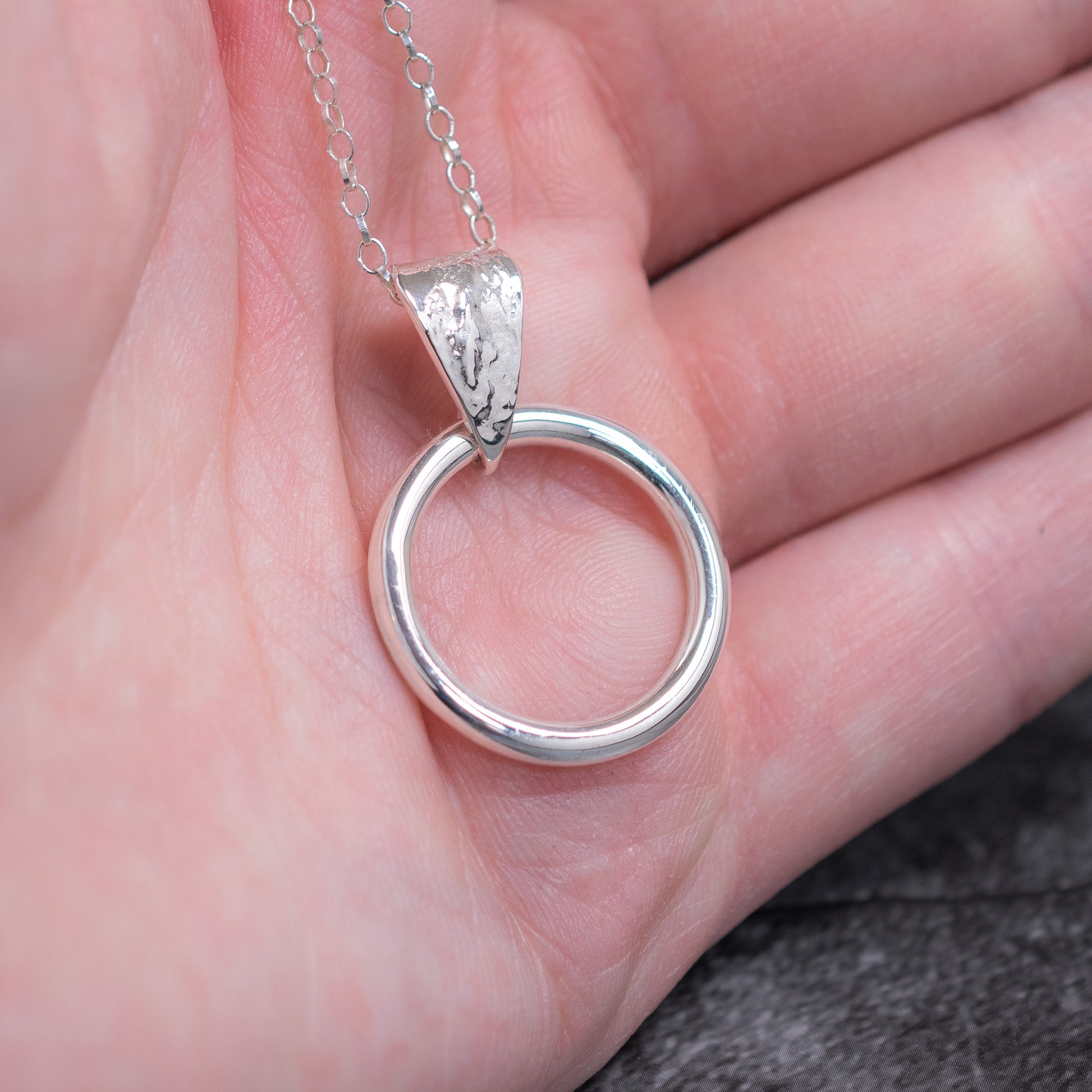 Circle Pendant with Dust Texture in Argentium Silver