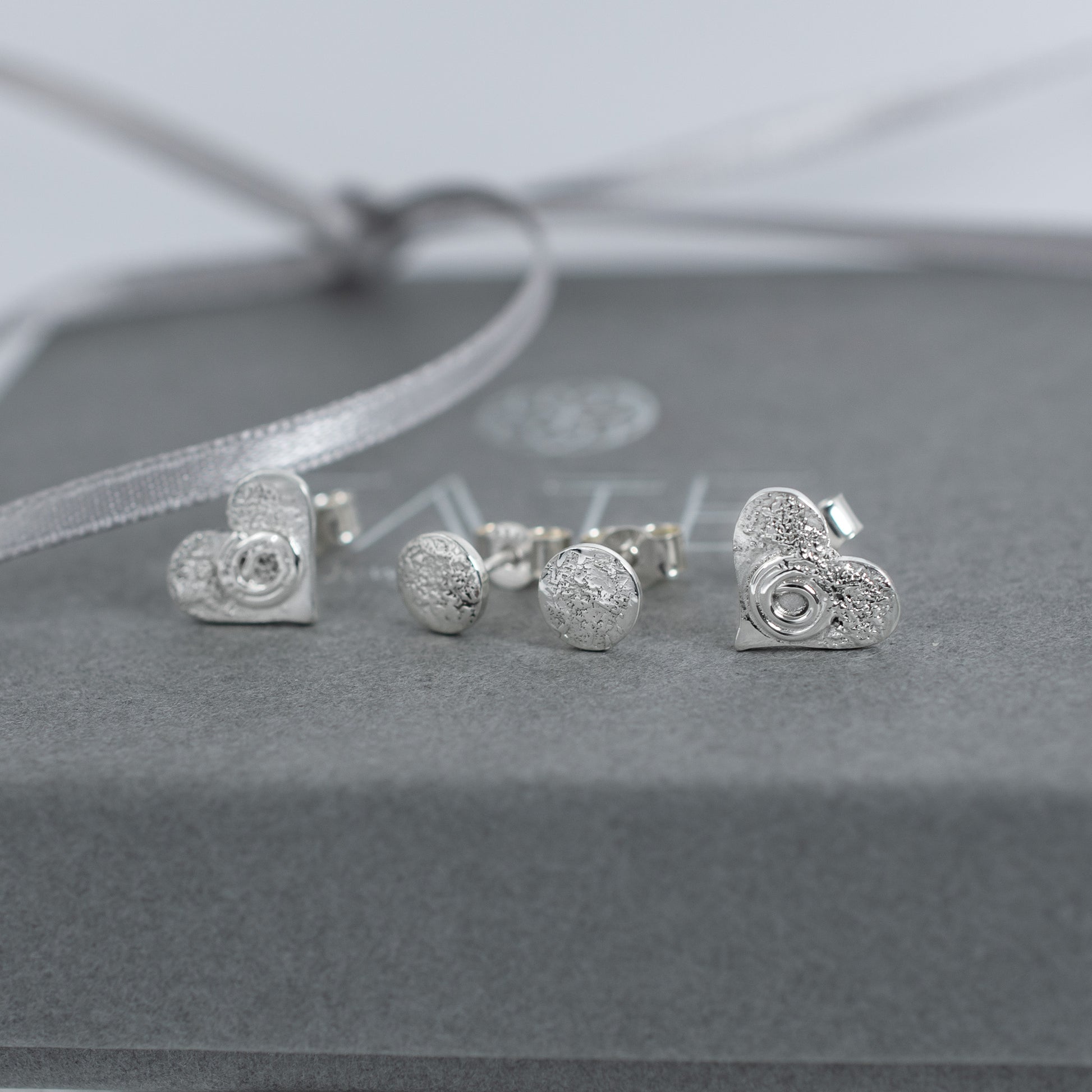 Sterling Silver Heart Stud Set