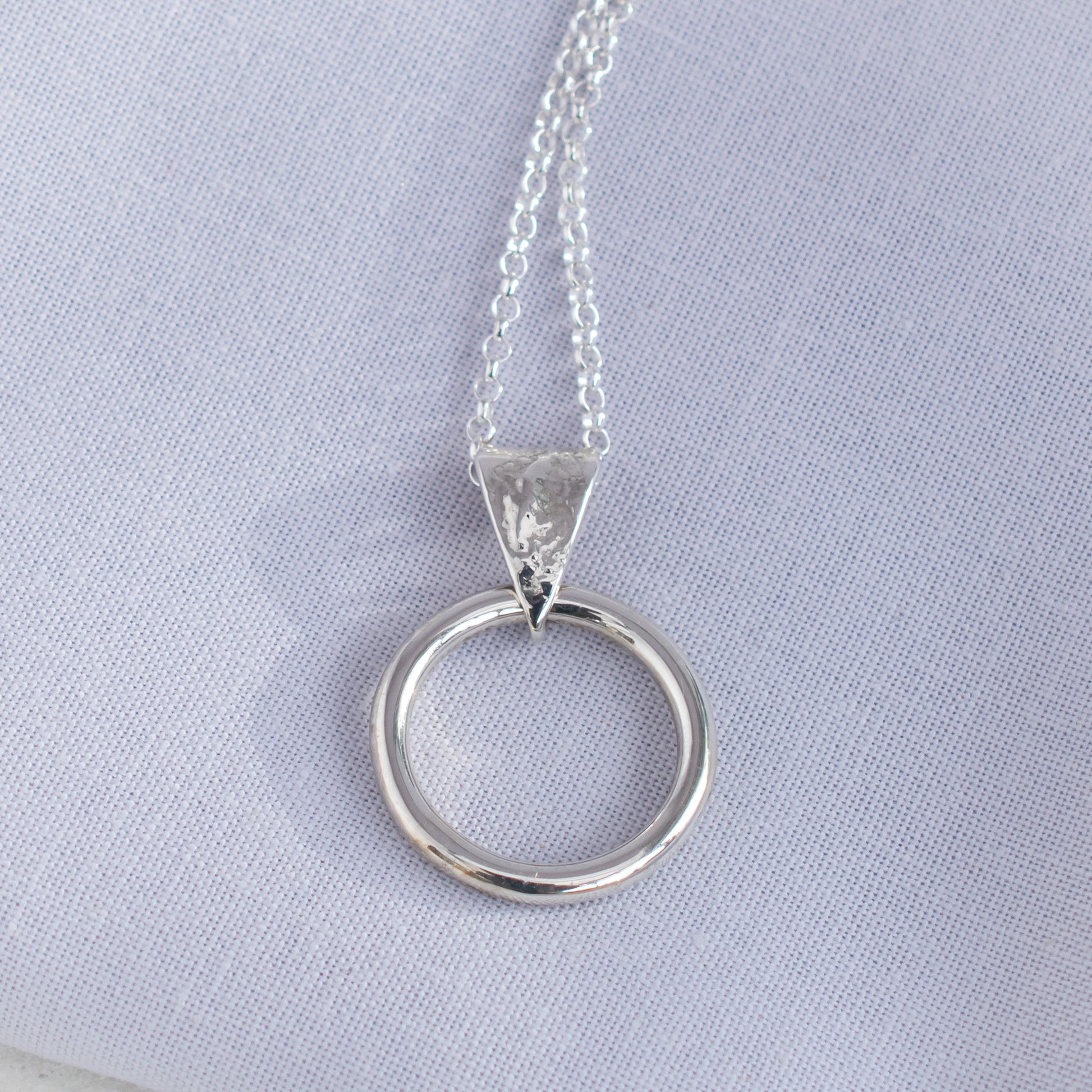 Circle Pendant with Dust Texture in Argentium Silver