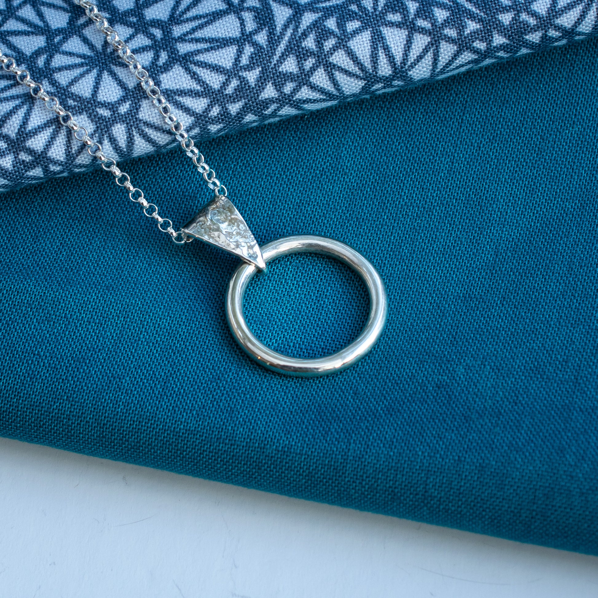 Circle Pendant with Dust Texture in Argentium Silver