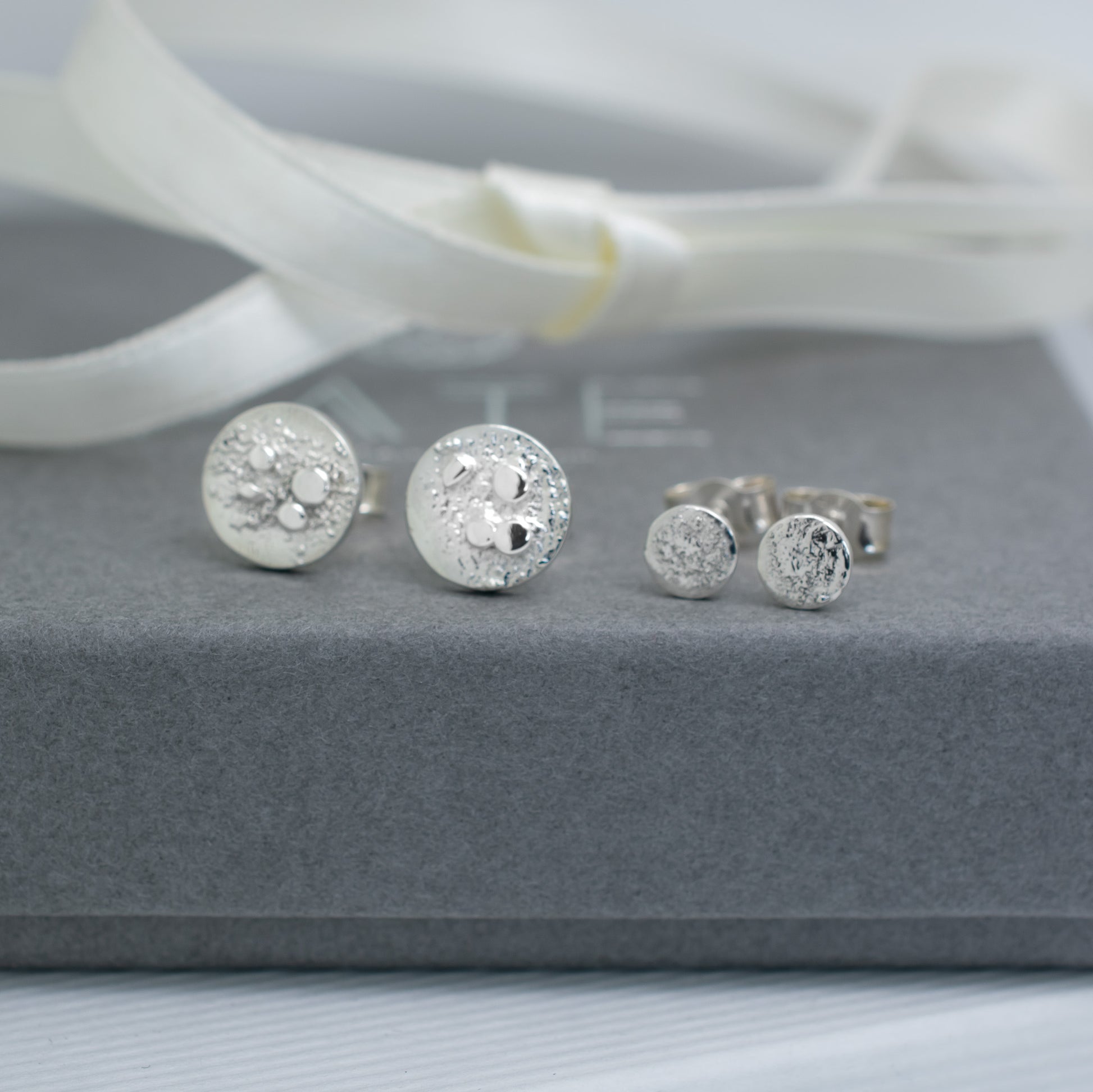 Sterling Disc Stud Set Argentium Silver