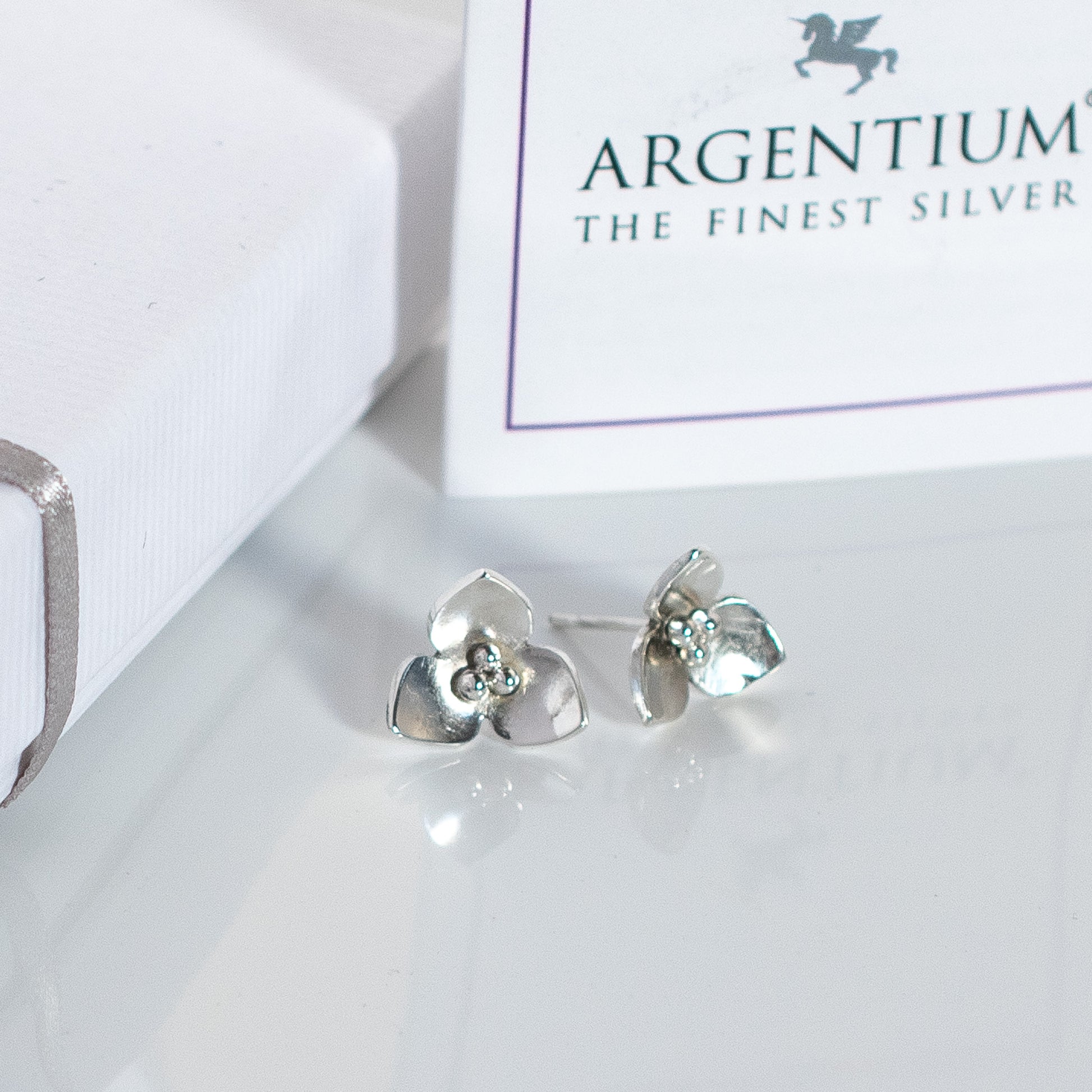 Silver Flower Stud Earrings