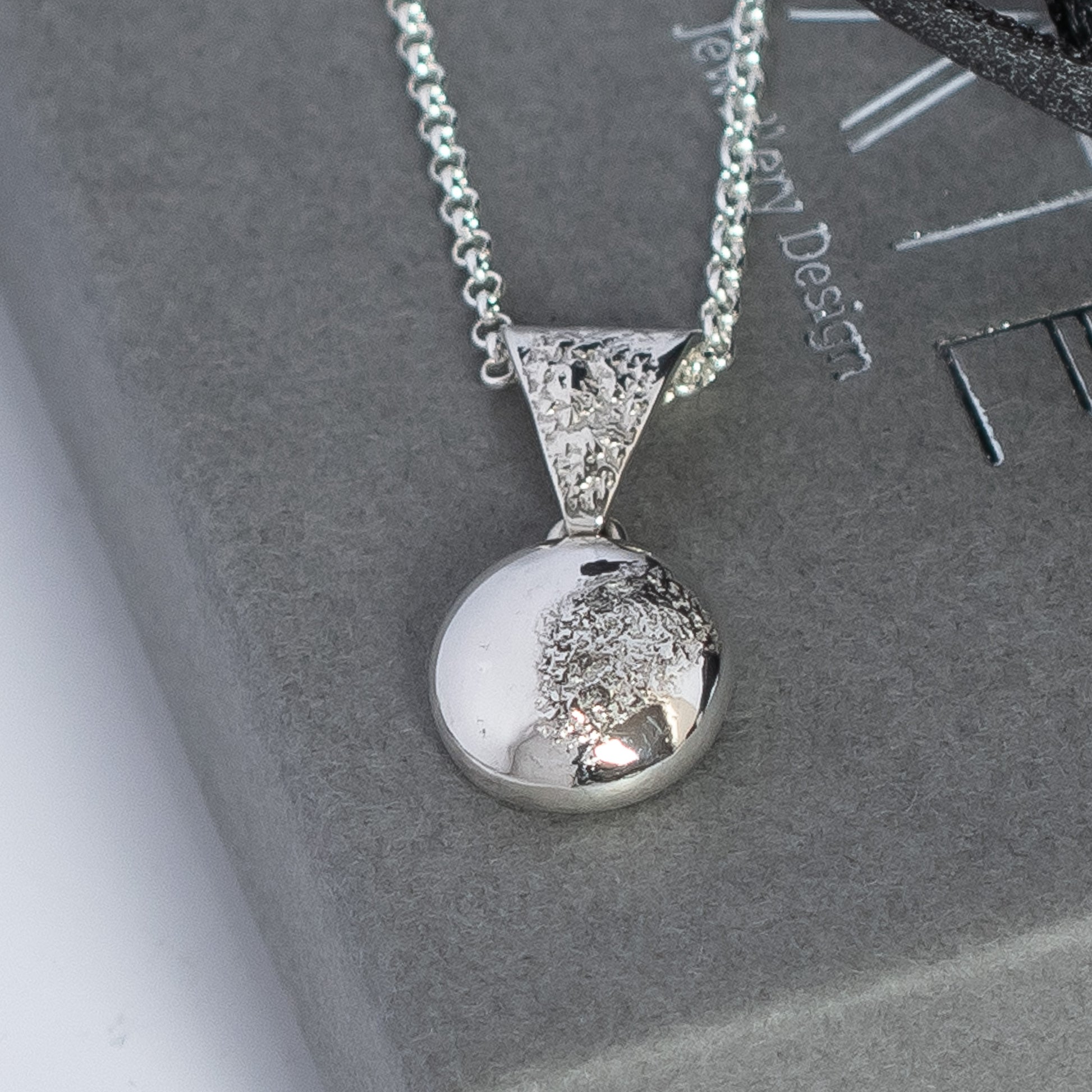 Silver Dust Pebble Pendant, Argentium Silver