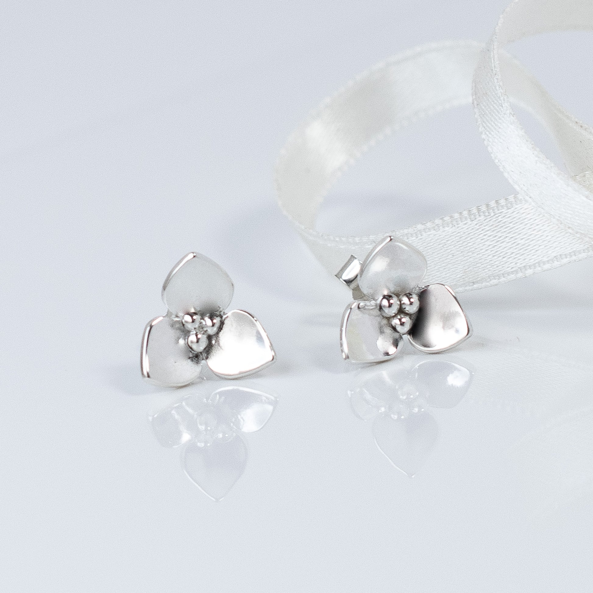 Silver Flower Stud Earrings