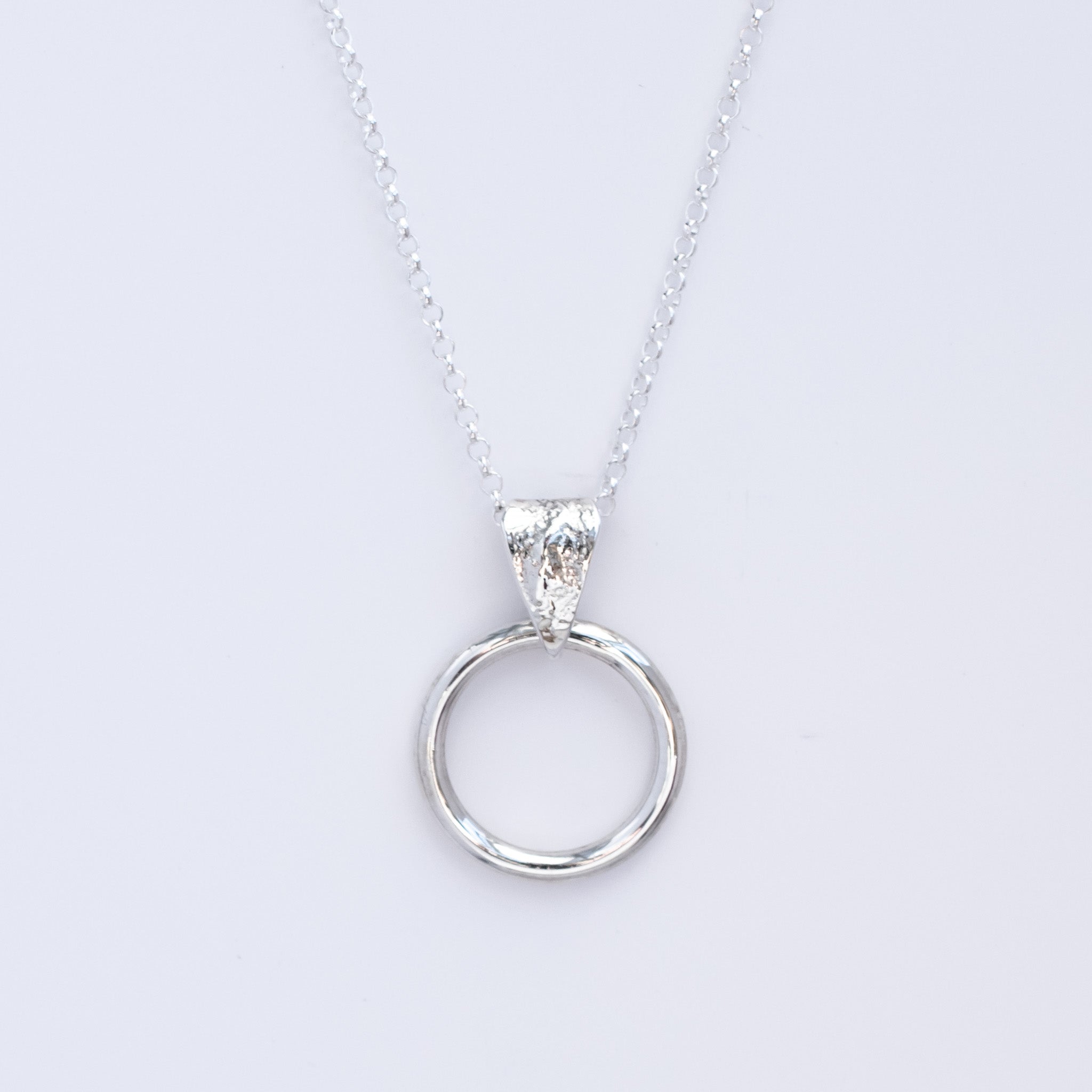 Circle Pendant with Dust Texture in Argentium Silver