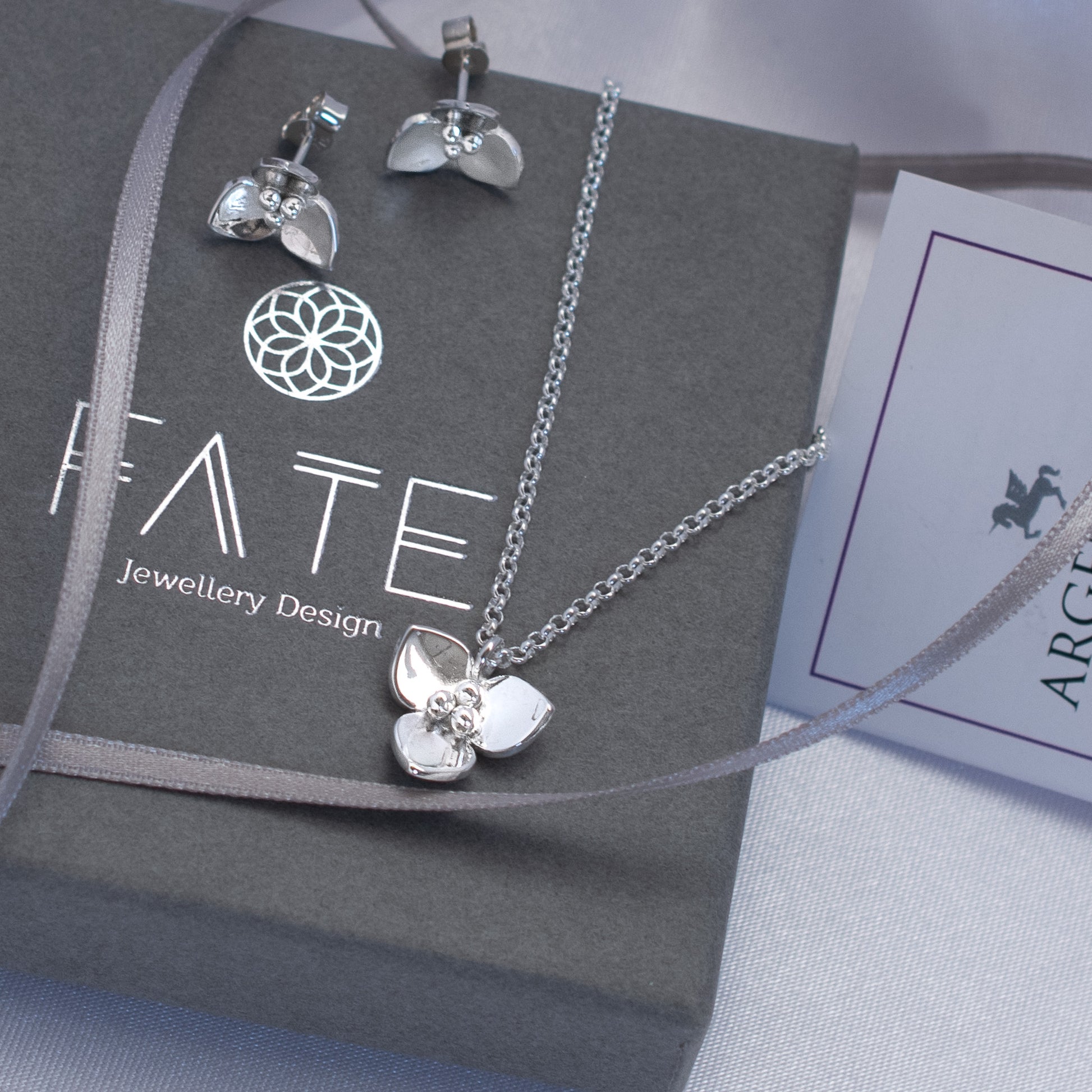 Flower Necklace, Argentium Sterling Silver