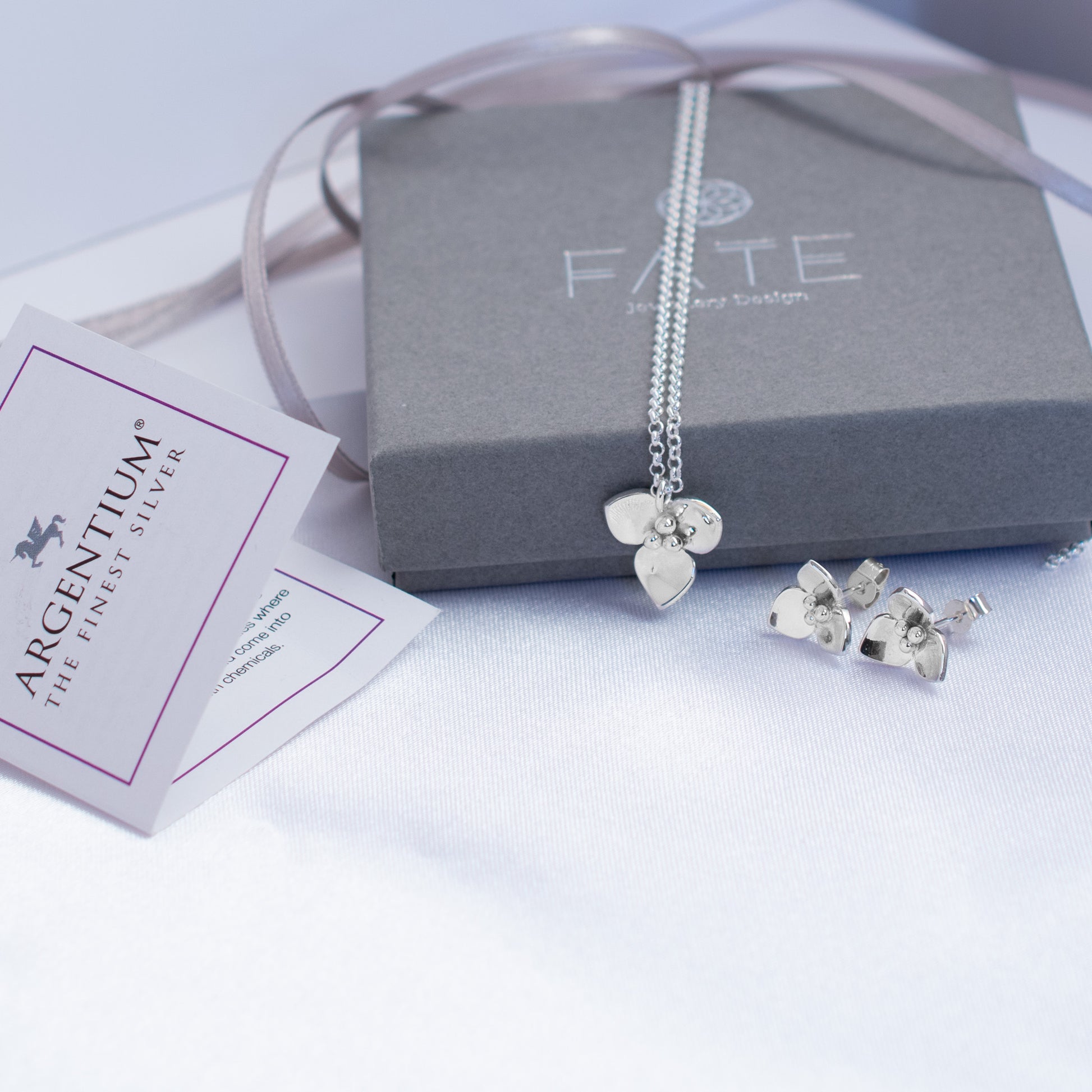 Flower Necklace, Argentium Sterling Silver