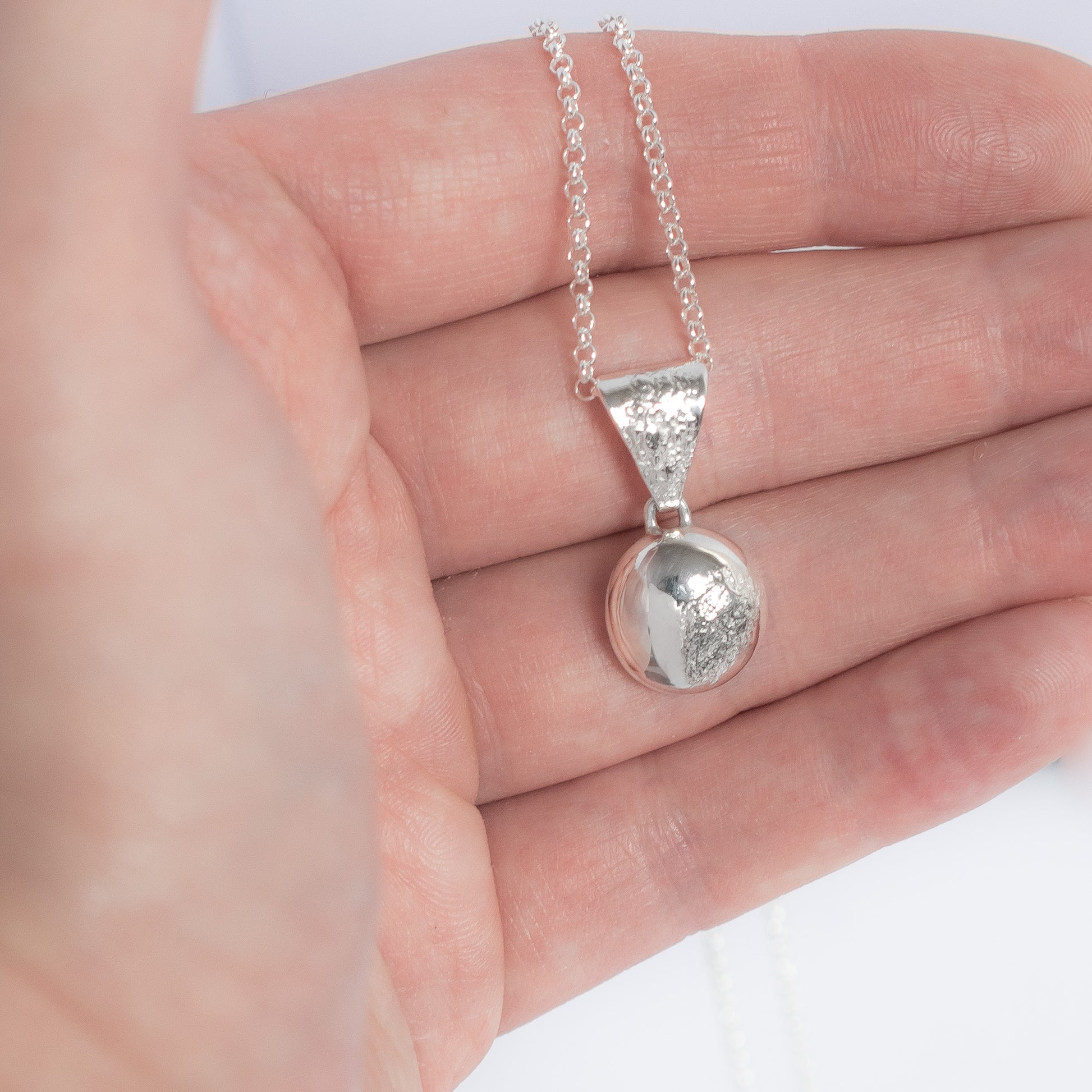 Silver Dust Pebble Pendant, Argentium Silver