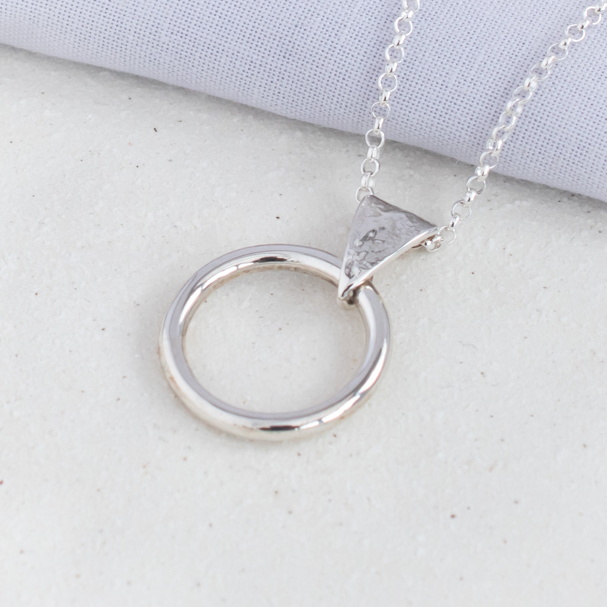 Circle Pendant with Dust Texture in Argentium Silver