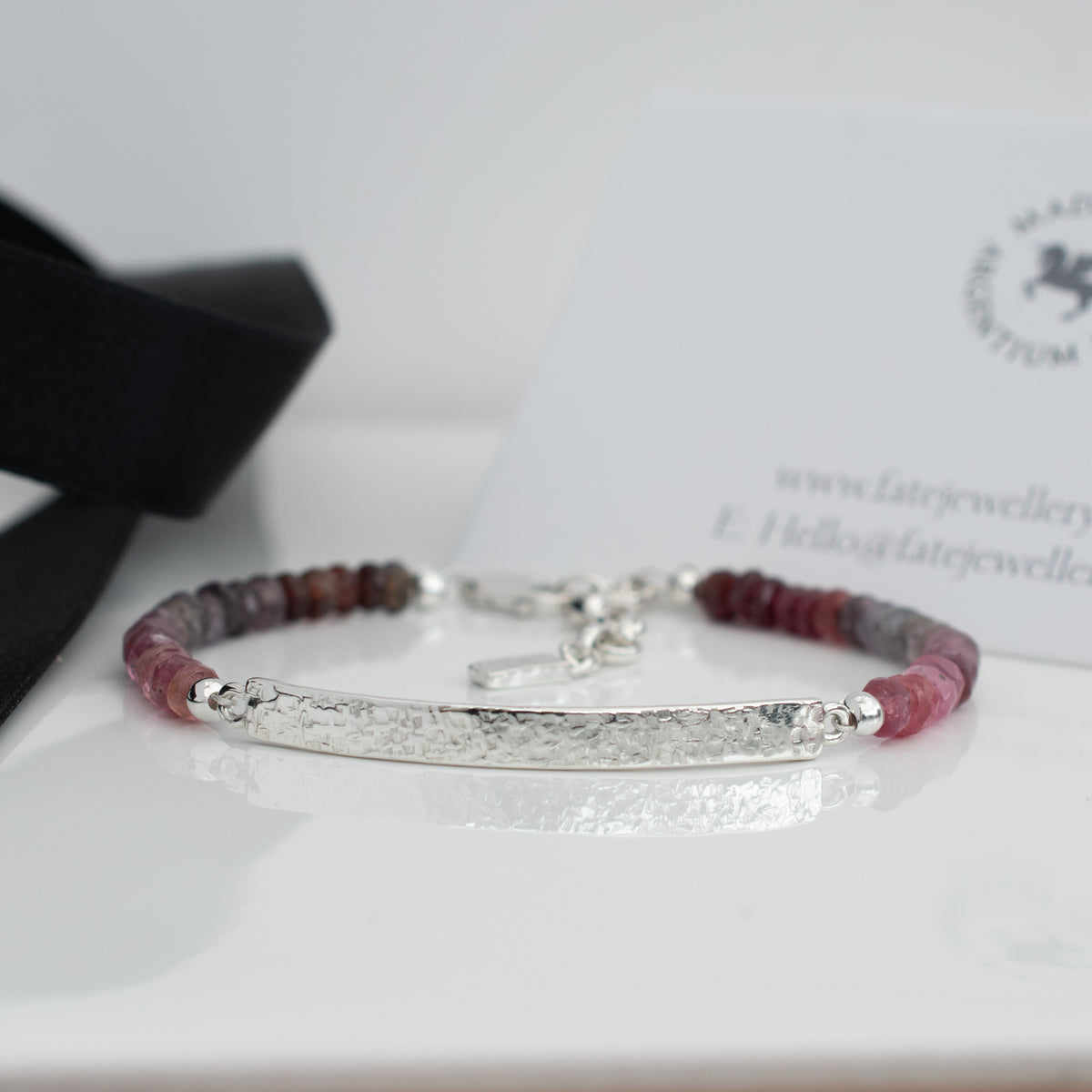 Rainbow Spinel Bar Bracelet – Handmade Argentium Silver