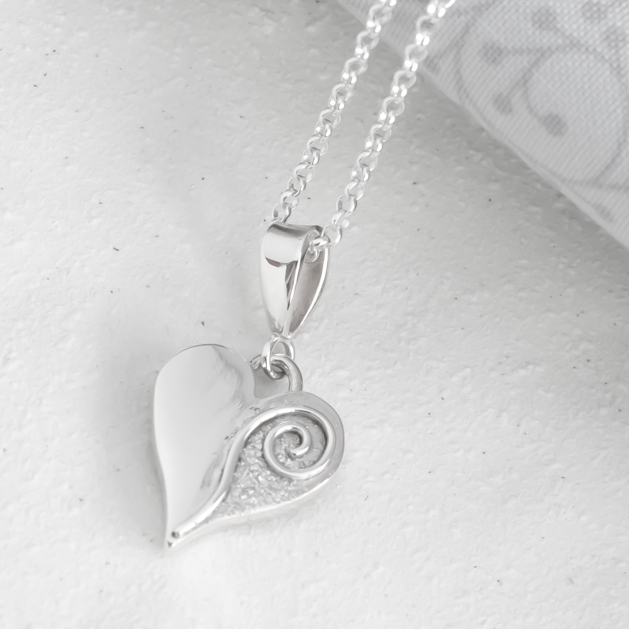 Chunky Heart Pendant with Textured Silver