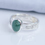 Textured Argentium sterling silver ring band with mint green tourmaline