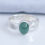 Mint green tourmaline ring with textured Argentium sterling silver band, UK size X