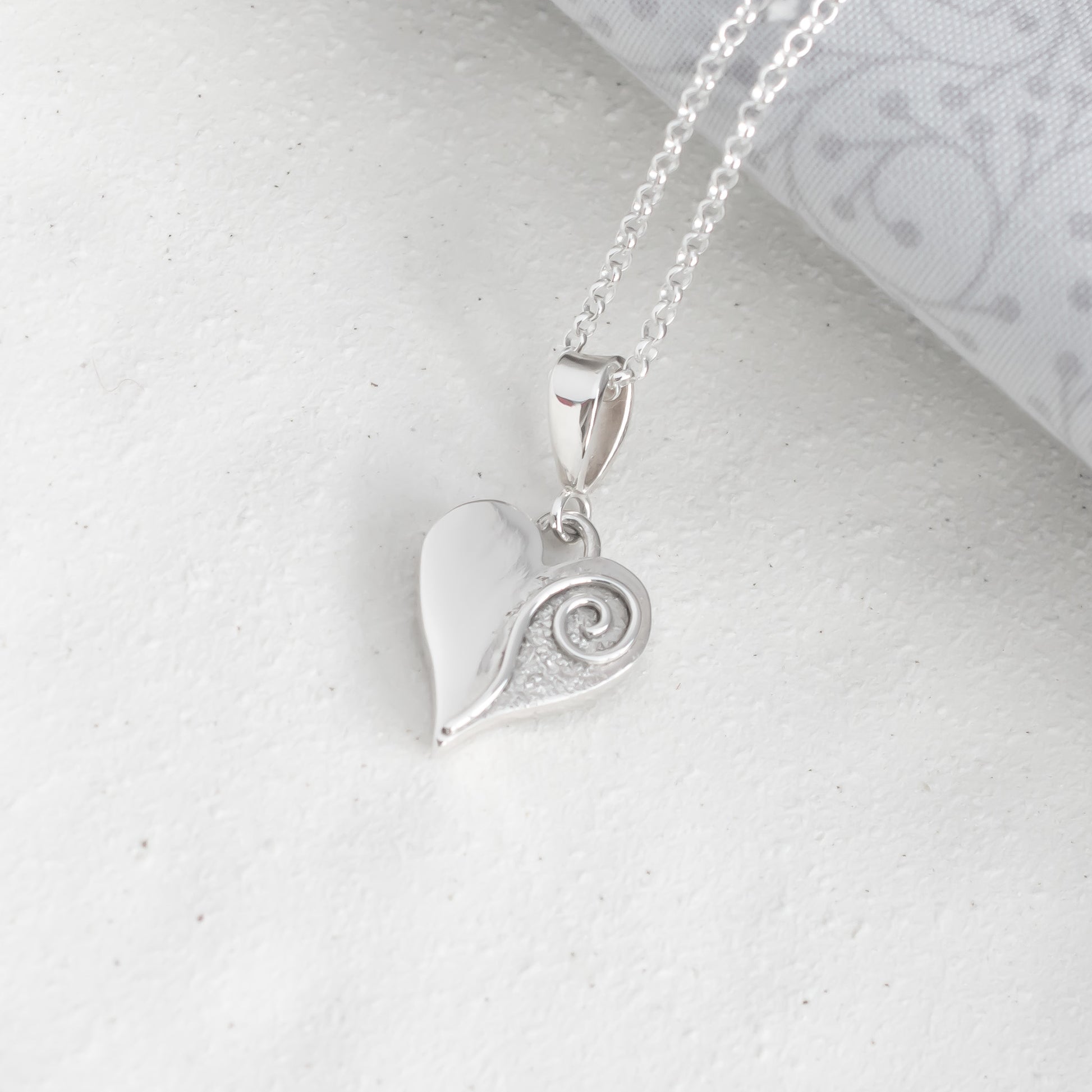 Chunky Heart Pendant with Textured Silver