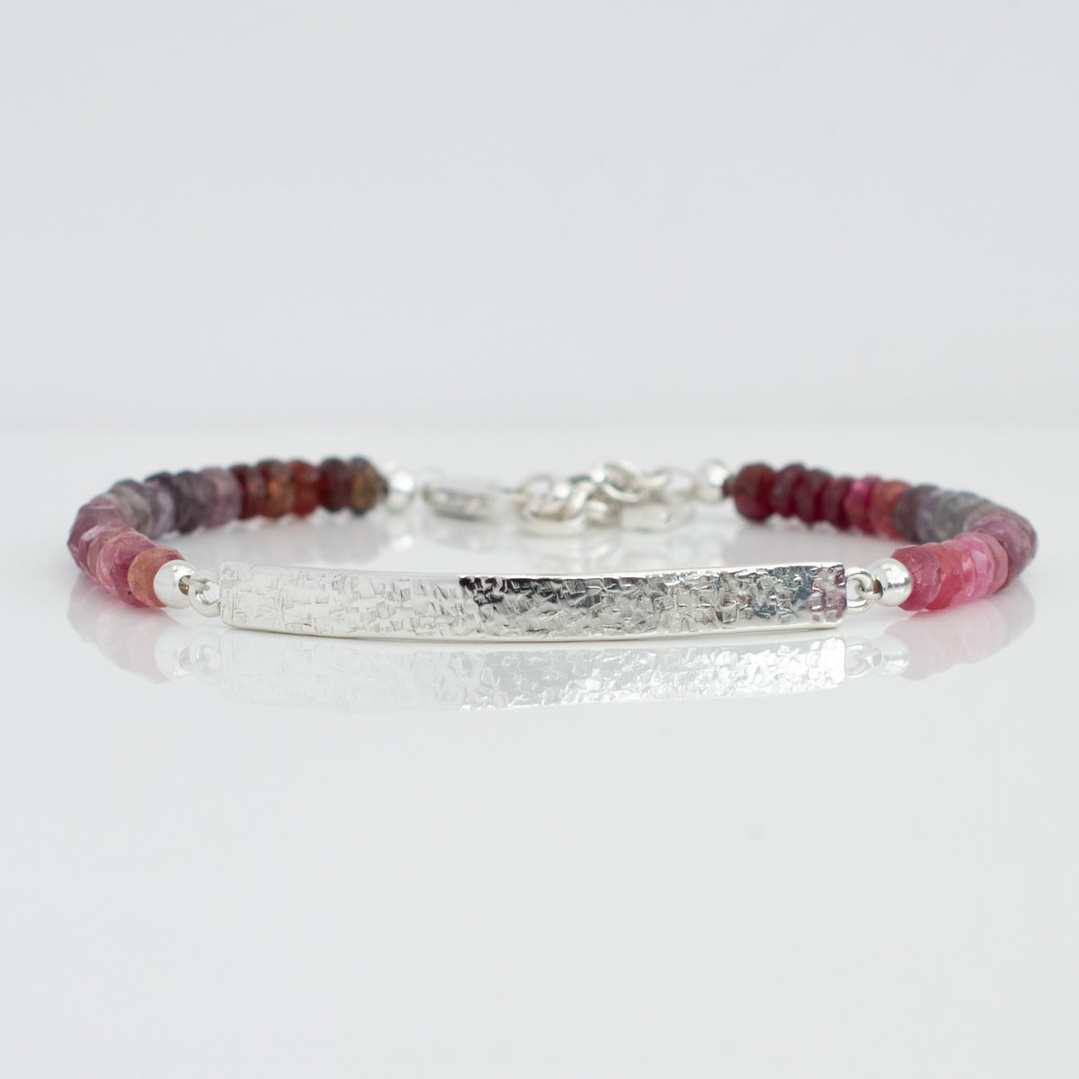 Rainbow Spinel Bar Bracelet – Handmade Argentium Silver