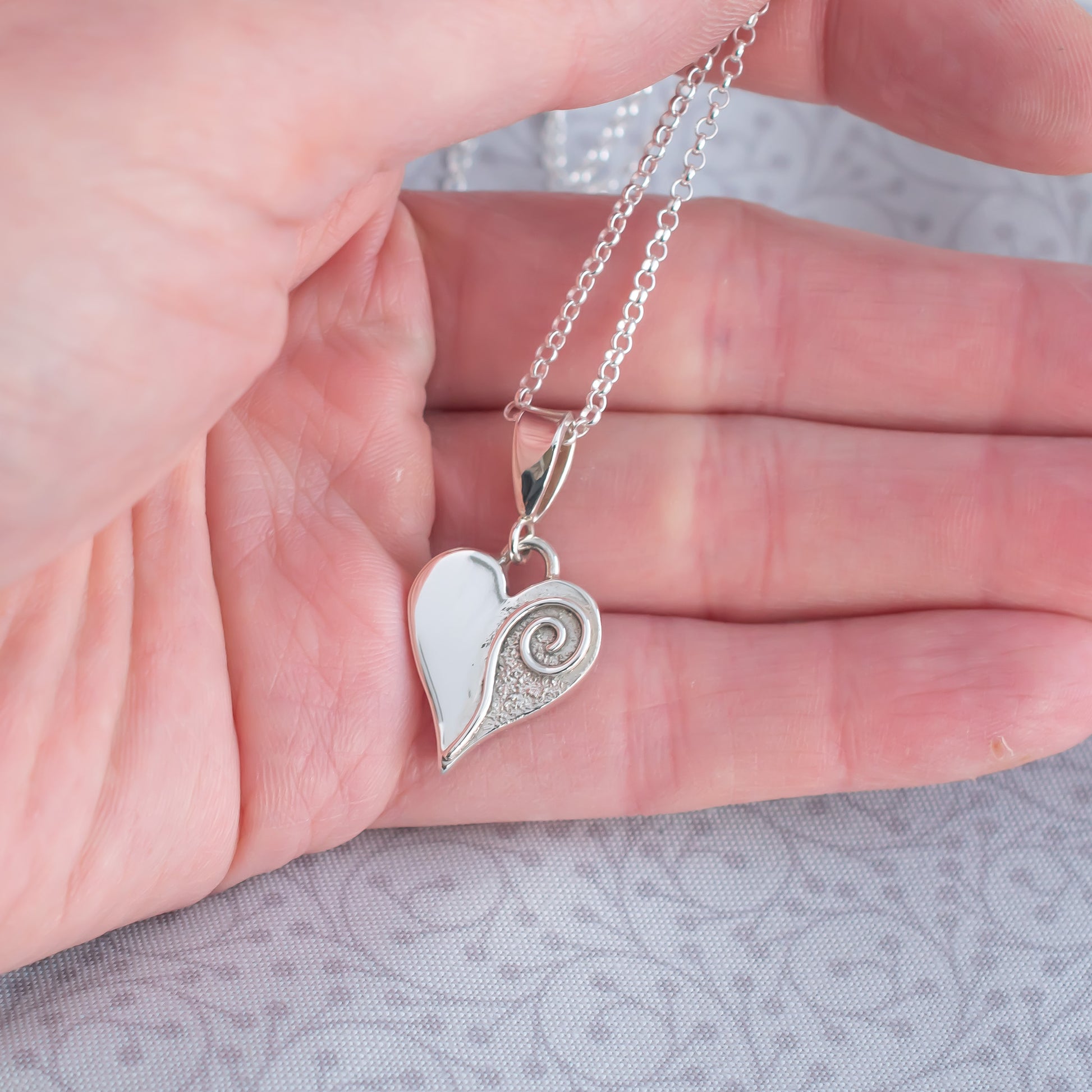 Chunky Heart Pendant with Textured Silver