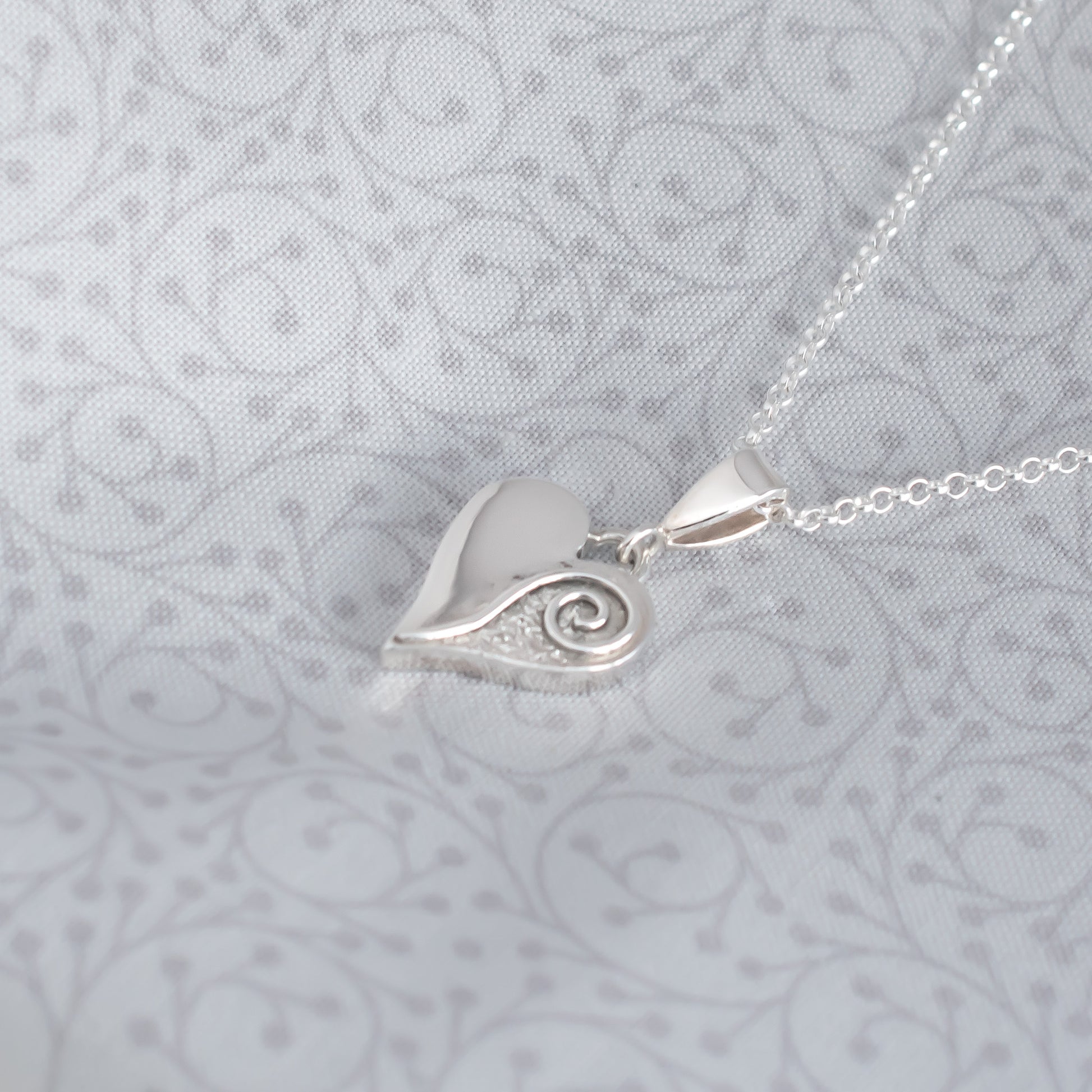 Chunky Heart Pendant with Textured Silver